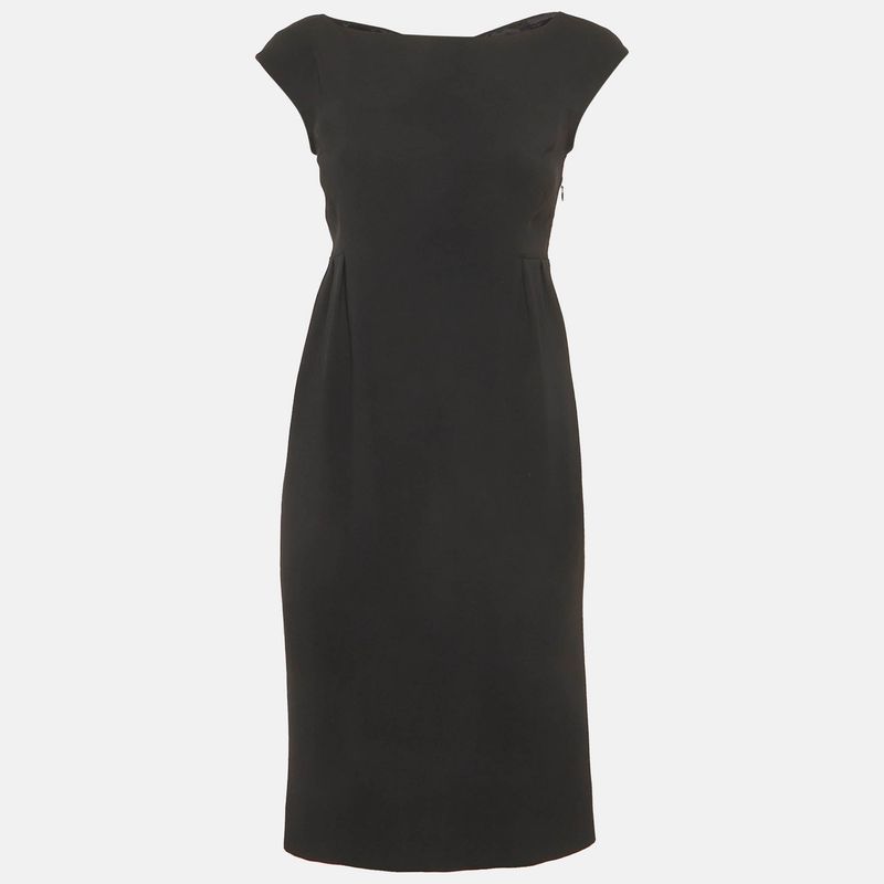 Moschino Black Crepe Bow Cut Out Mini Dress S